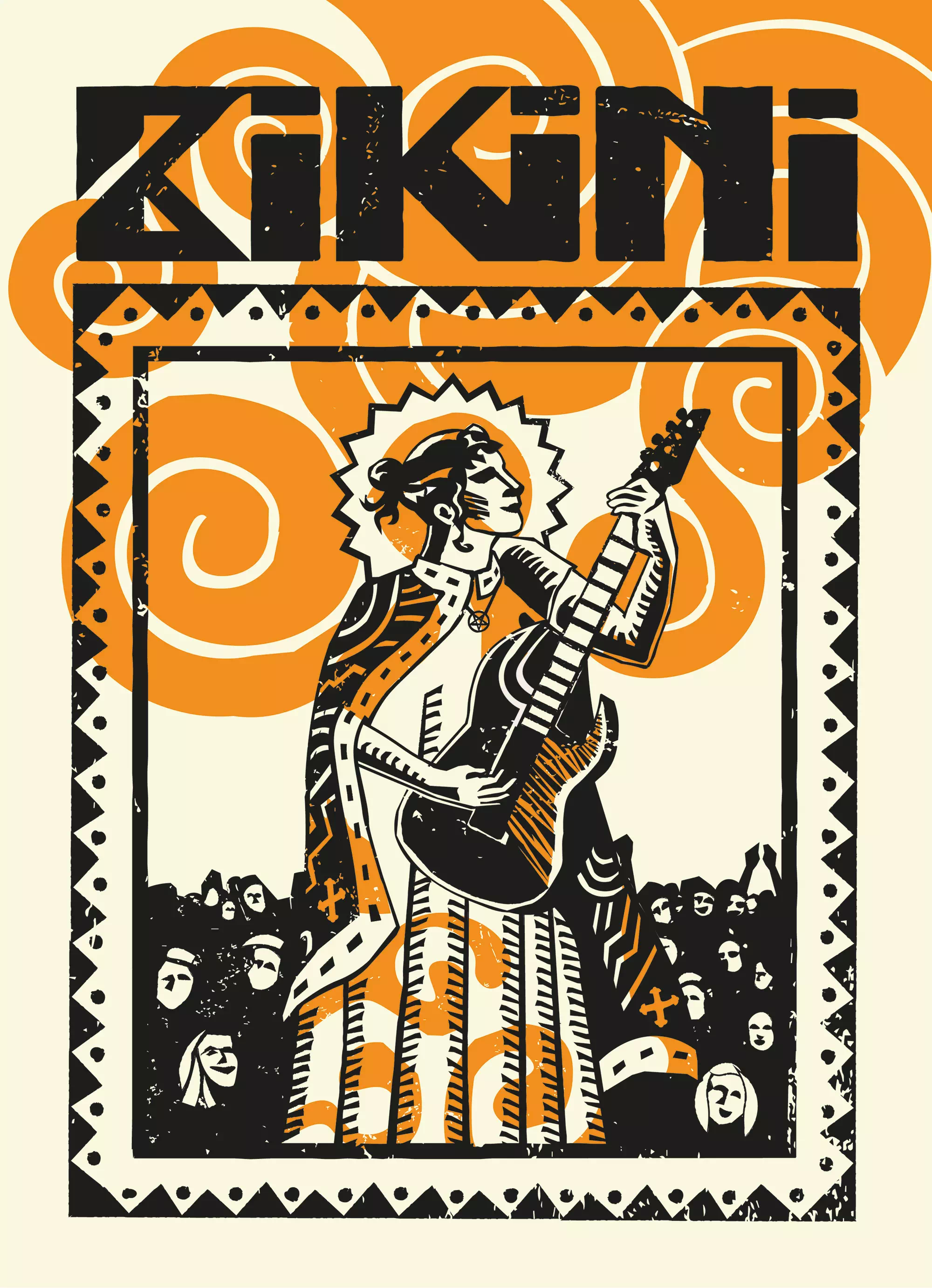 Illustration style Seiz Breur pour la couverture du numéro de janvier 2023 de la revue "Bikini"