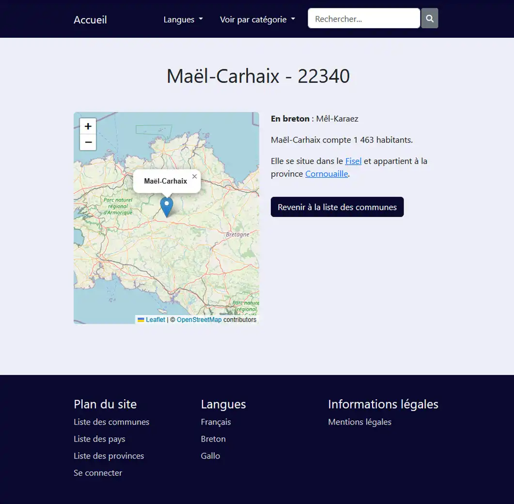 Page exemple d'une des communes
