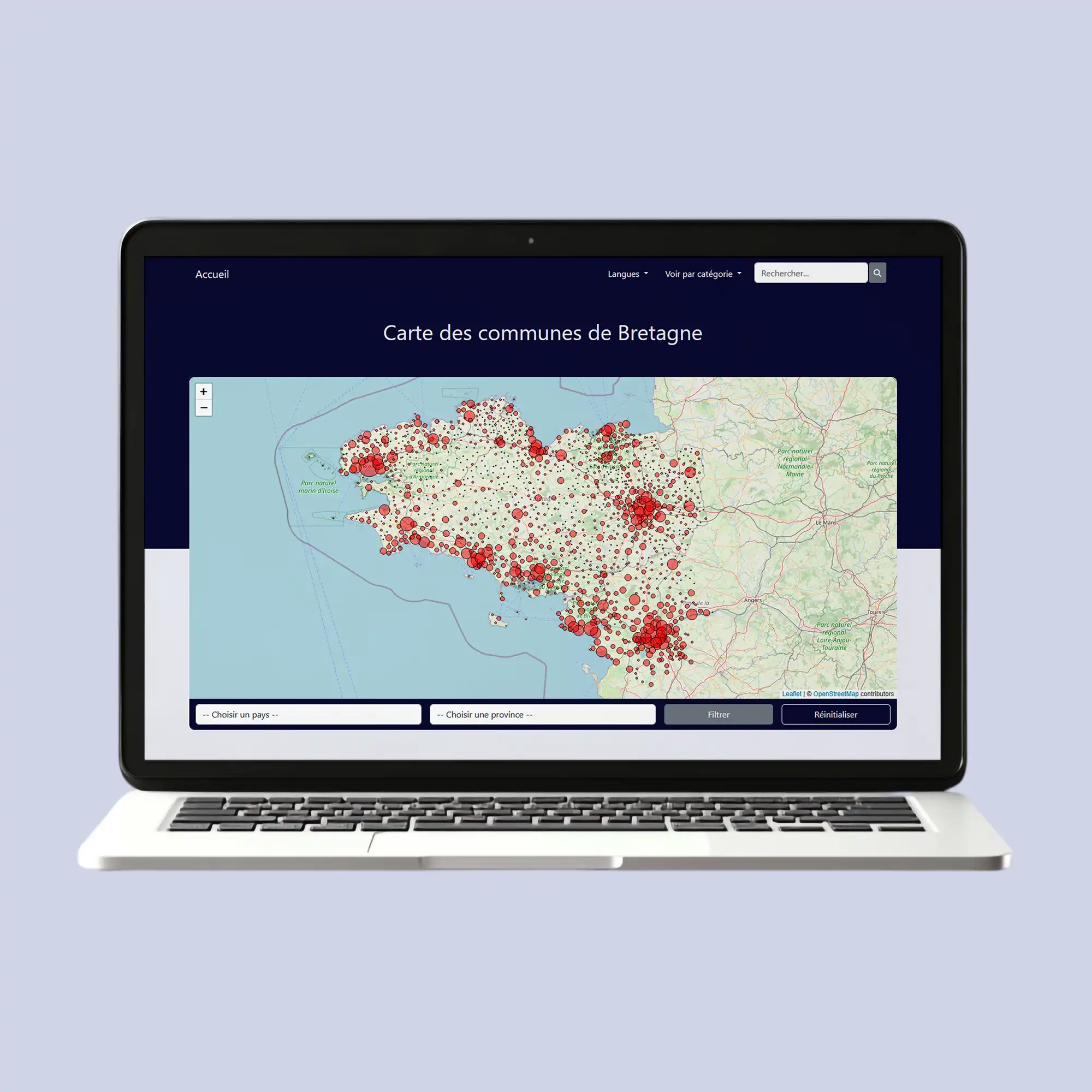 Mock up du site Communes de Bretagne développé en Symfony